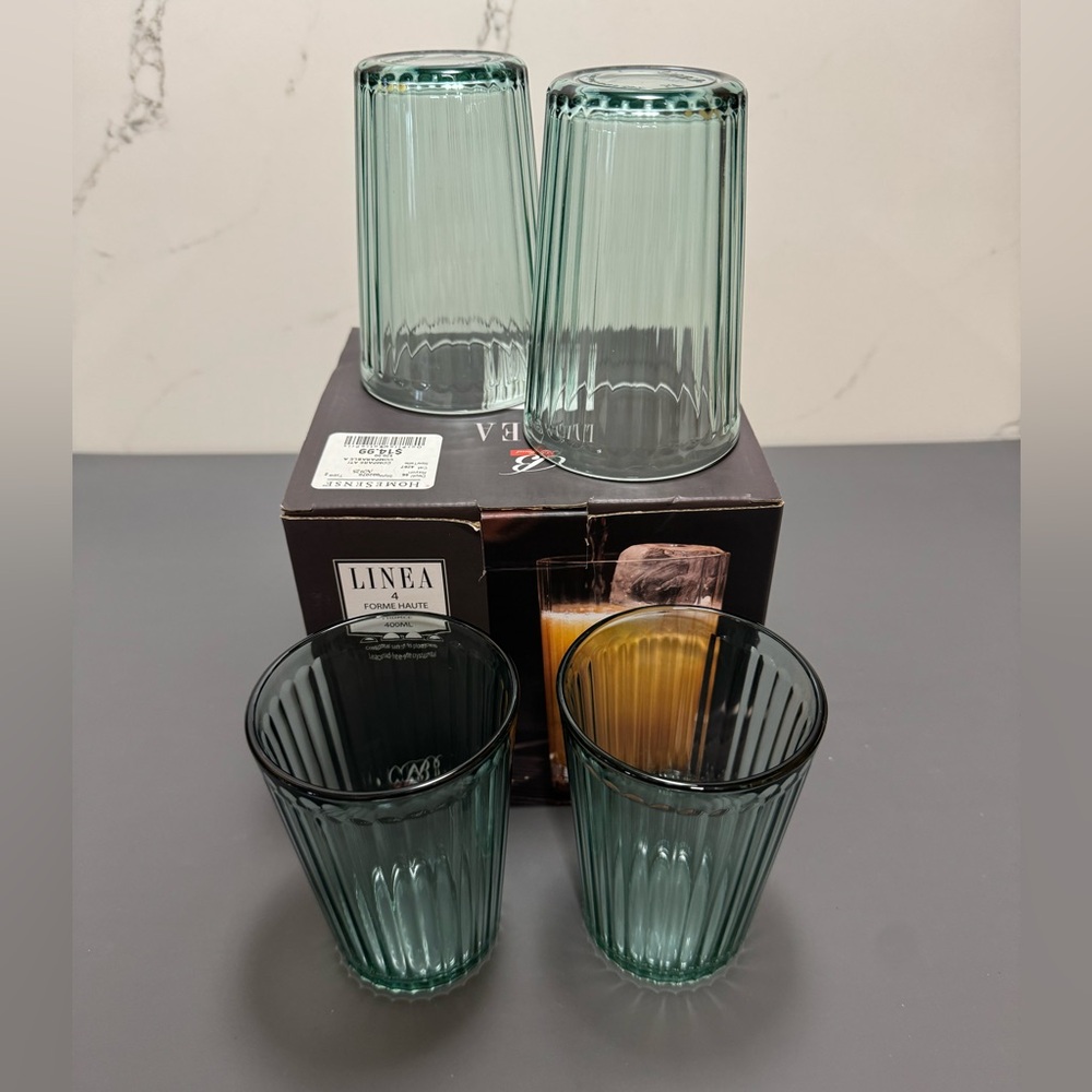 Green Glass Tumbler Set